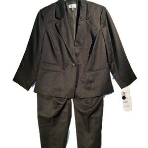 Le Suit Plus Size One-Button Tonal-Stripe Pants Suit  sz 22W Black  Career  NWT